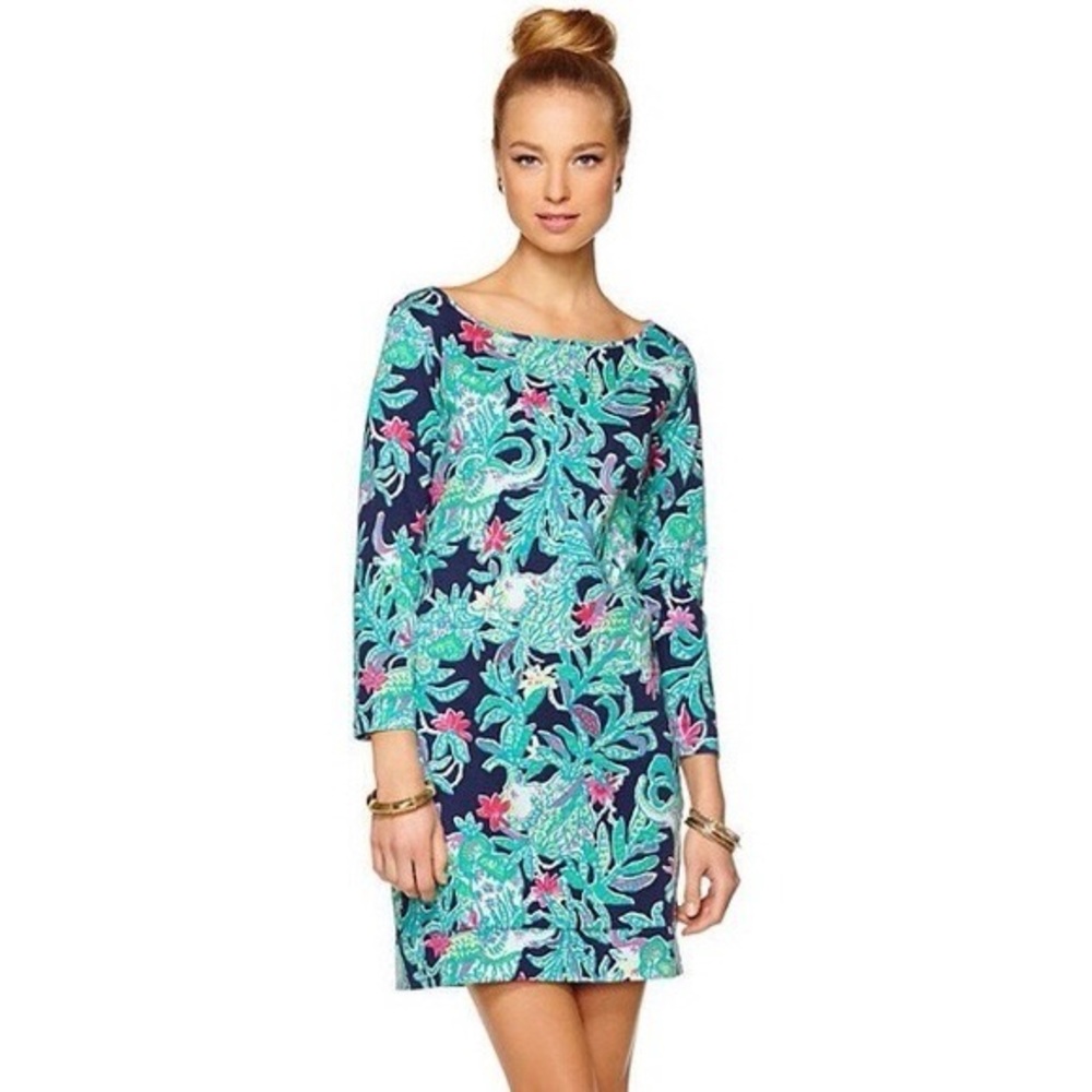 Lilly Pulitzer “Marlowe” Pima Cotton Boatneck Dress in Trunk in Love Size M